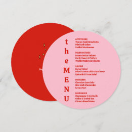 Menu Contemporain Whimsical Rouge et Mariage rose