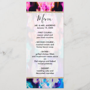 Menu Cool Abstrait Pink Blue Black Tie Dye Motif