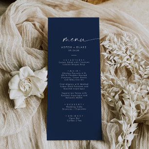 Menu Coordonnée aquarelle moderne   Dîner Mariage bleu
