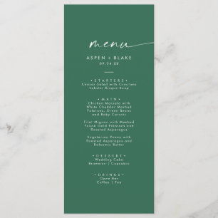 Menu Coordonnée aquarelle moderne   Mariage vert