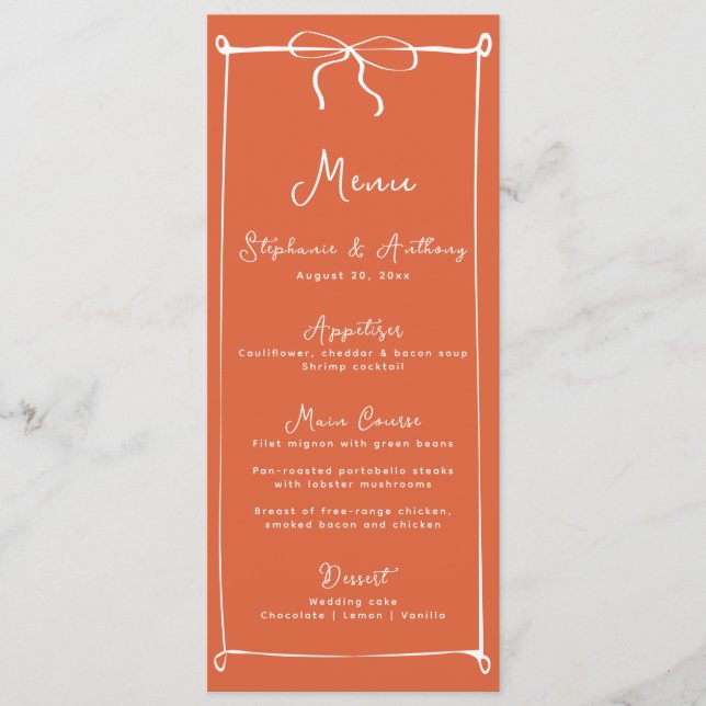 Menu Coucher de soleil italien Whimsical avec Mariage b (Devant)