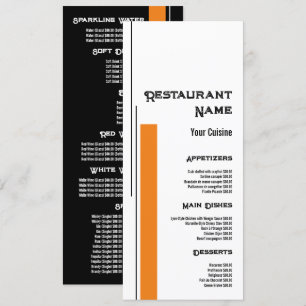 Menu Couleur de bloc classique, Restaurant Slimline