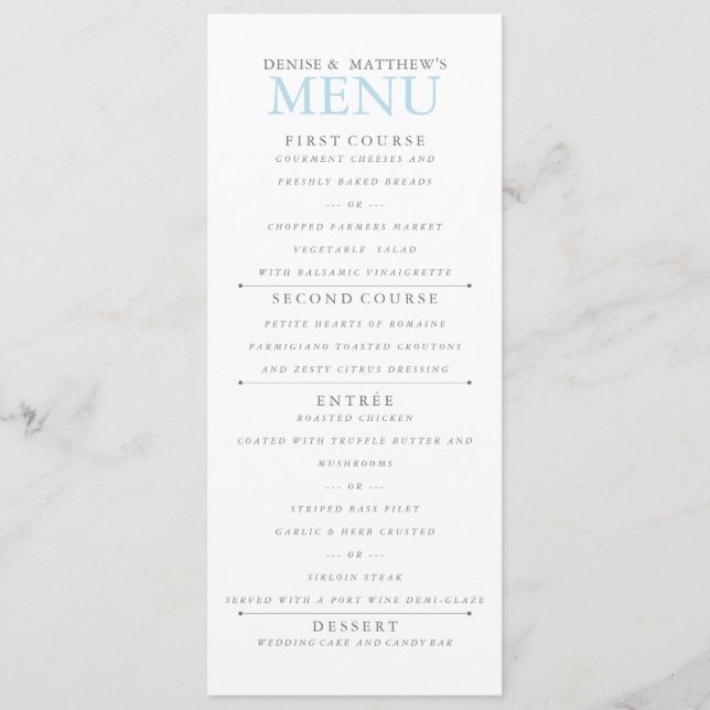 Menu couleur sucre 4 po x 9 po tourné (Devant)