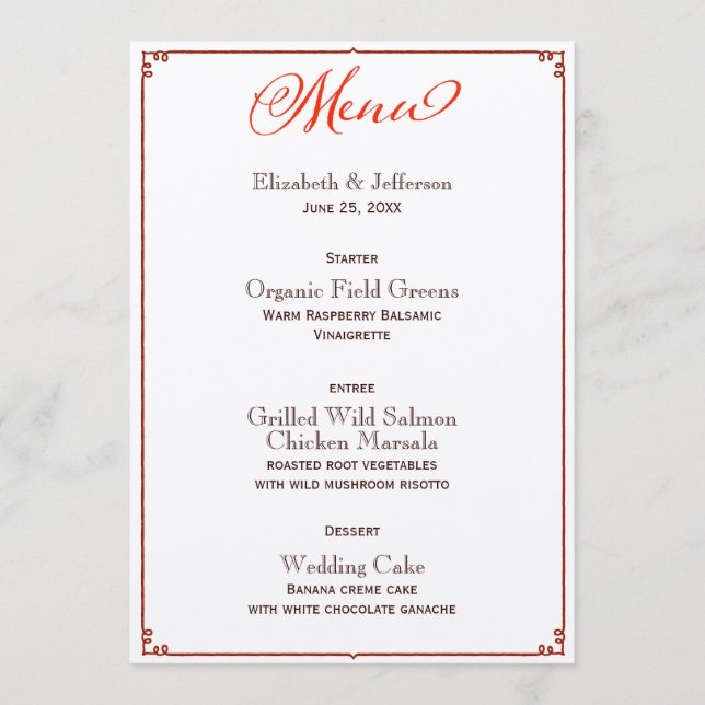 Menu Couleurs automnales Calligraphie Script Mariage Me (Devant)