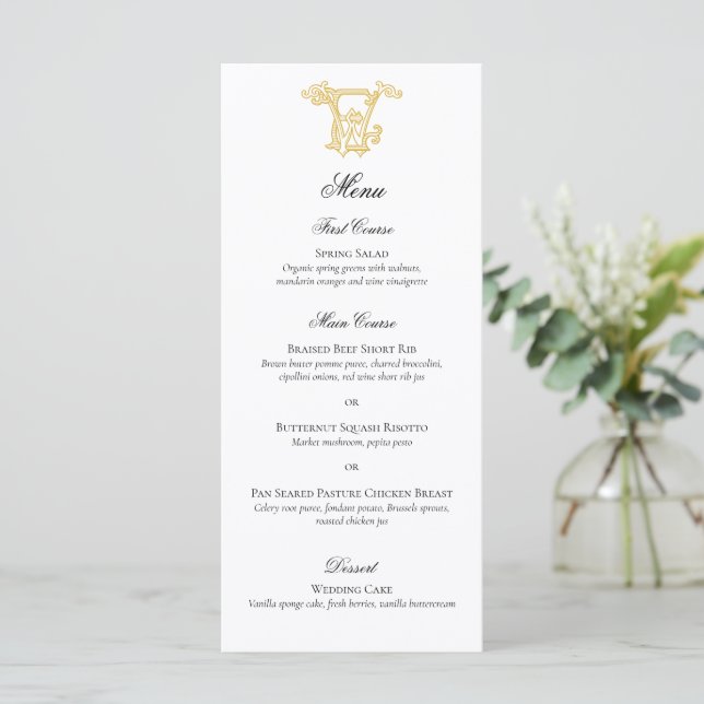 Menu COULEURS ÉDITABLES NOW Monogramme NOUS Monogramme  (Debout devant)