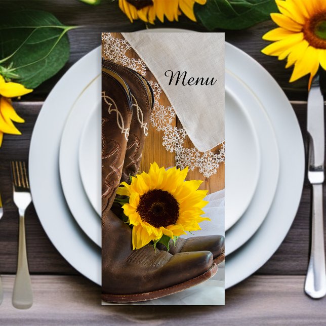 Menu Country Sunflower & dentelle Western Quinceañera P (Créateur téléchargé)