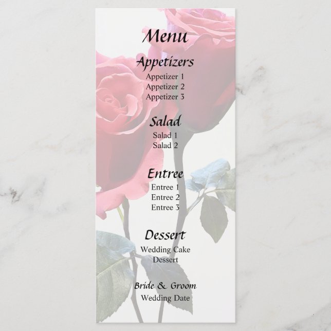 Menu Couple de Roses (Devant)