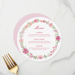 Menu Courbe de fleurs roses ronde