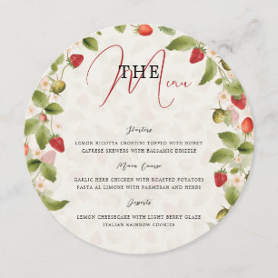 Menu Couronne de fleurs sauvages de fraises douces roug