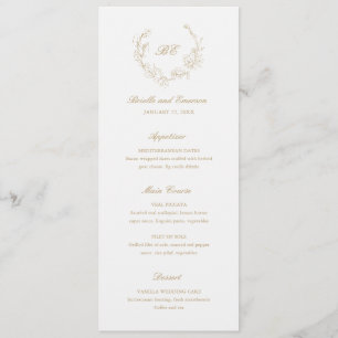 Menu Couronne de mariage élégante monogramme or