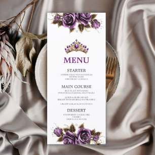 Menu Couronne de roses violettes et dorées pour Quincea