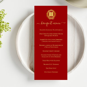 Menu Couronne florale mariage chinois rouge double bonh