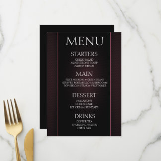 Menu Créez le Vôtre - Evénement Rose Noir Minimaliste