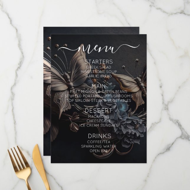 Menu Créez Vos Propres Papillons Vintage Personnalisés (Devant/Arrière en situation)