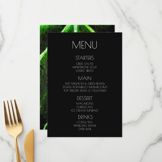 Menu Créez vos propres veines - Feuilles vertes (Devant/Arrière en situation)