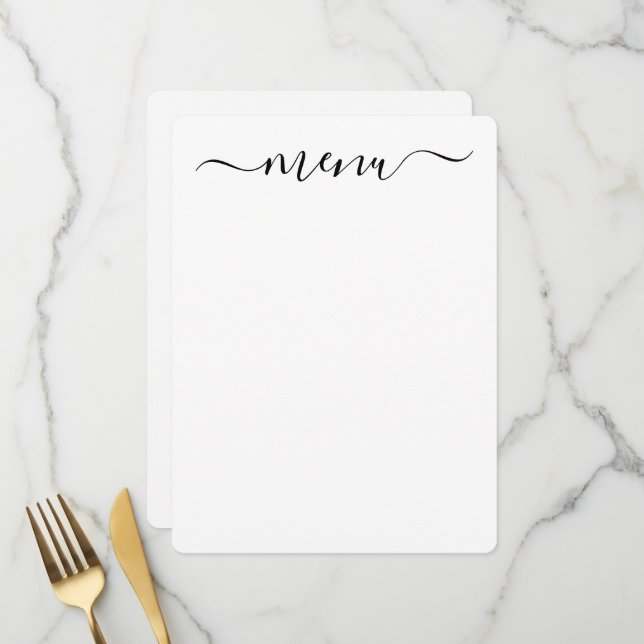Menu Créez votre propre blanc entièrement Customisé (Devant/Arrière en situation)
