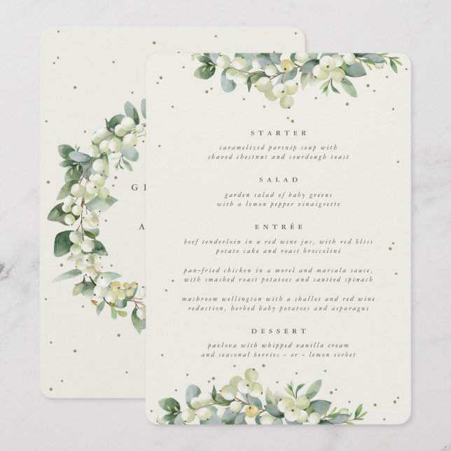 Menu Crème Snowberry + Eucalyptus 4 Parcours Mariage (Devant / Derrière)