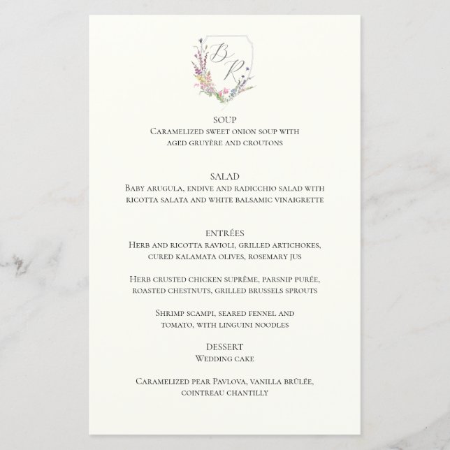 Menu Crest Fleur sauvage aquarelle (Devant)