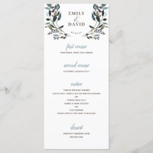 Menu Crest jardin Mariage floral blanc 4 cours