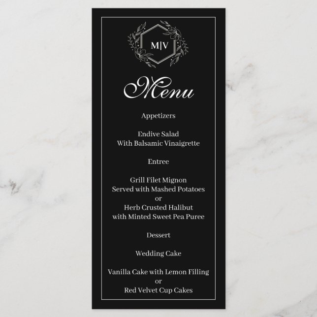 Menu Crest Monogram noir et blanc (Devant)
