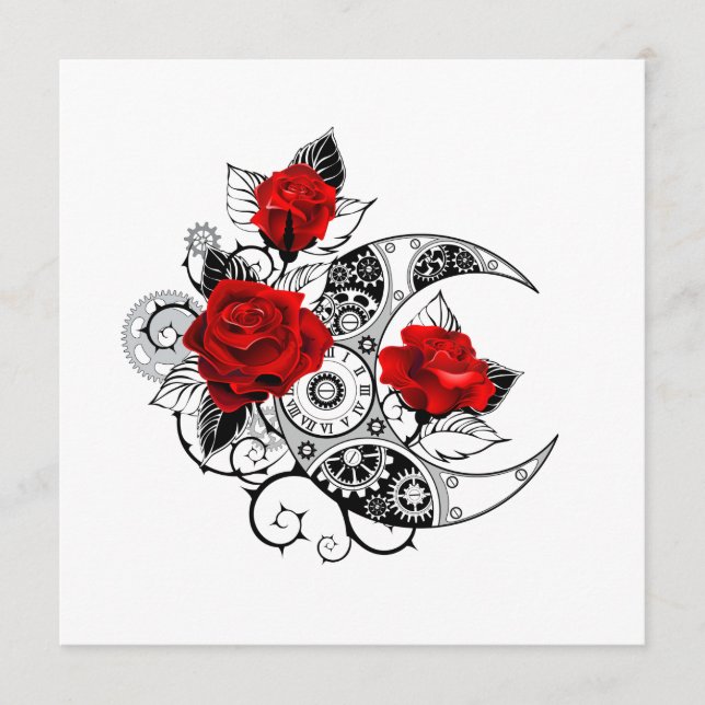 Menu Croissant mécanique avec roses rouges (Devant)