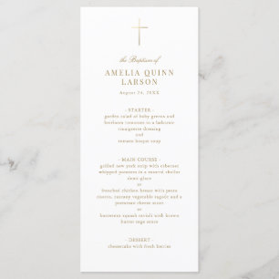 Menu Croix d'or simple élégant Baptême Christening