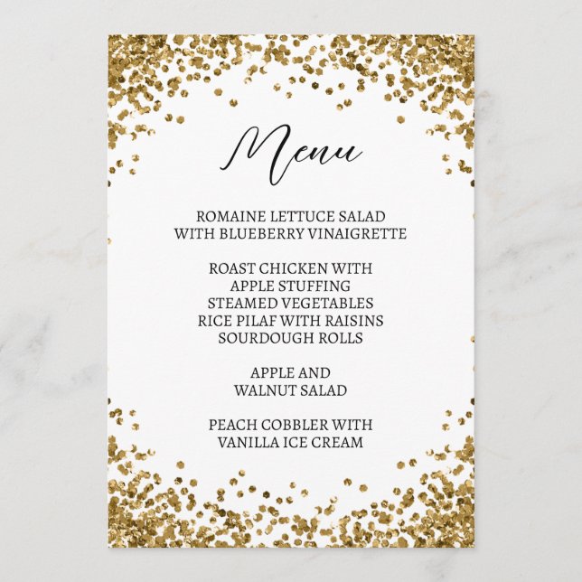 Menu Curved Gold Glitter White (Devant)