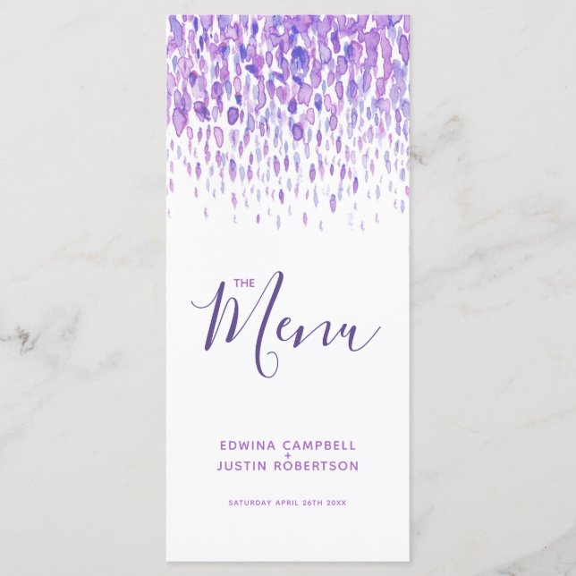 Menu Dab mariage couleur d'aquarelle d'art moderne (Devant)