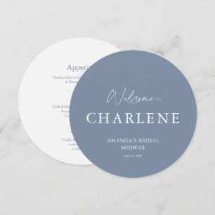 Menu d'accueil de la Fête des mariées ronde bleu-o