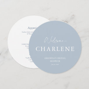 Menu d'accueil de la Fête des mariées ronde bleu-o