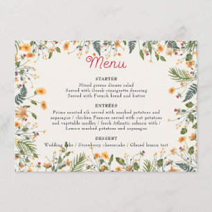 Menu Daffodiles botaniques Daisy Peony Flowers Mariage