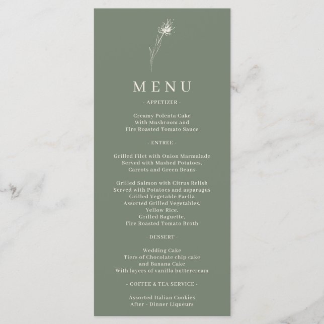Menu Dandelion bohémien à fleurs vertes Sage (Devant)