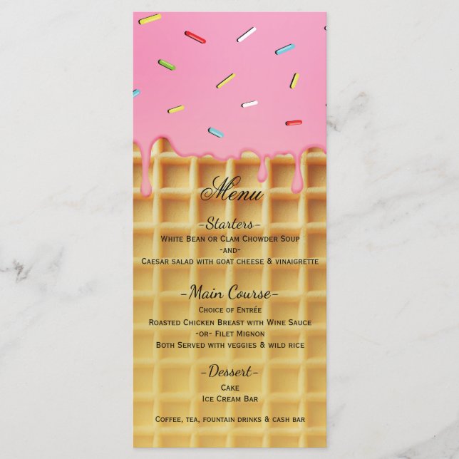 Menu d'anniversaire Cône Gaufrette Glace à la Frai (Devant)