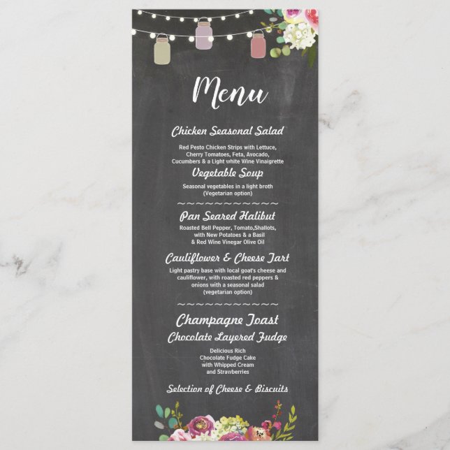 Menu dans des bocaux Mariage Réception Rustique Cr (Devant)