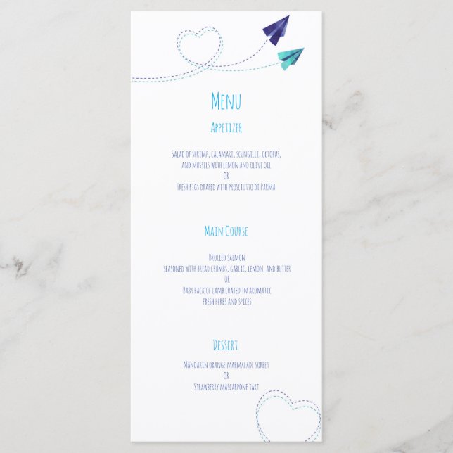 Menu d'aquarelle du plan papier (Devant)