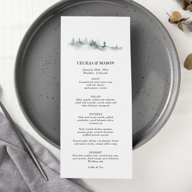Menu d'aquarelle Green Forest Mountain (Créateur téléchargé)