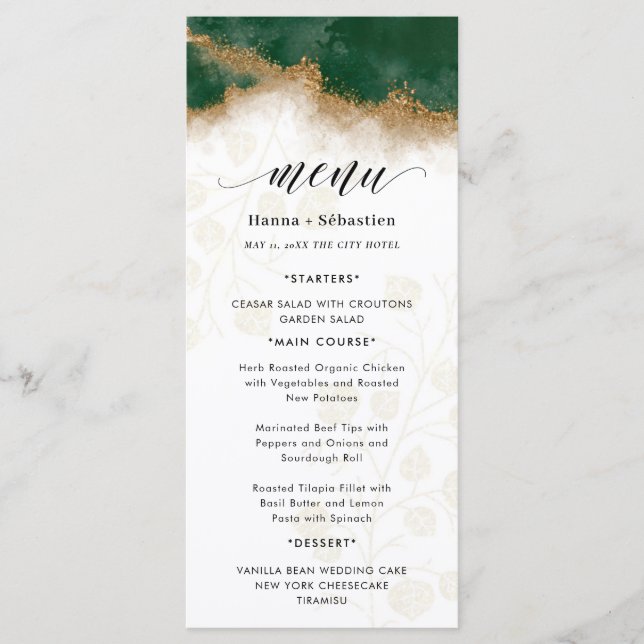 Menu Dark green and gold Wedding  (Devant)