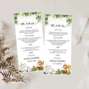 Menu de Baby Shower Animaux de Safari