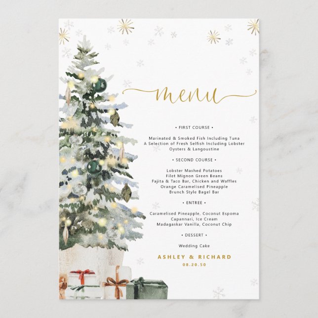 Menu de Baby Shower Arbre de Noël (Devant)