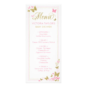 Menu de baby shower avec des papillons