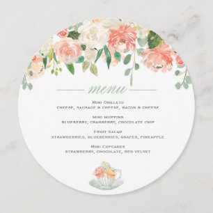Menu de baby shower de thé rond