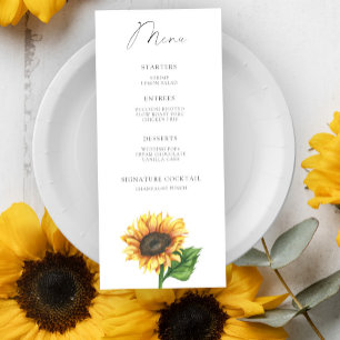 Menu de baby shower minimaliste tournesol