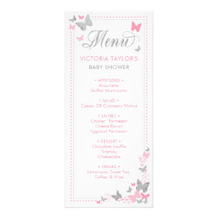 Menu de baby shower, papillons