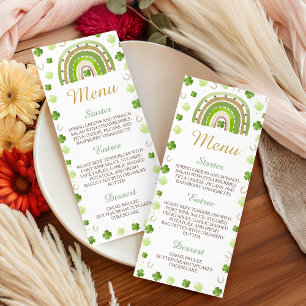 Menu de Baby Shower Thème Trèfle Chanceux