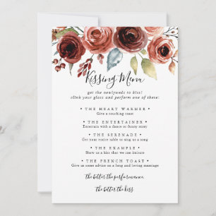 Menu de baiser Printemps élégant Carte de jeu