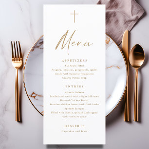 Menu de Baptême de Croix d'Or de Script Moderne
