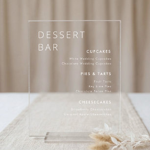 Menu de bar à desserts de mariage minimaliste