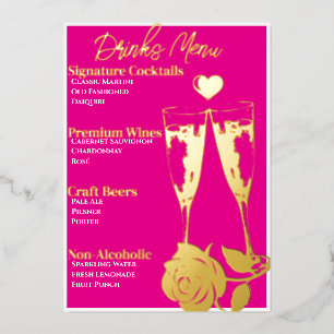 Menu de bar de fête de cocktail doré romantique ro