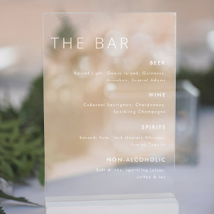 Menu de bar de mariage blanc moderne