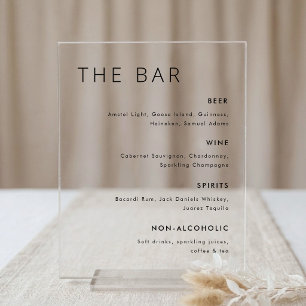 Menu de bar de mariage minimaliste moderne